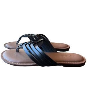 Torrid Sandals Size 8 1/2 Wide Black Braided Flat Thong Plus Size Plus